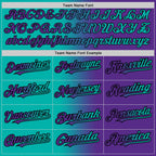 Custom Purple Aqua-Black Gradient Fashion Two-Button Unisex Softball Jersey photo 4