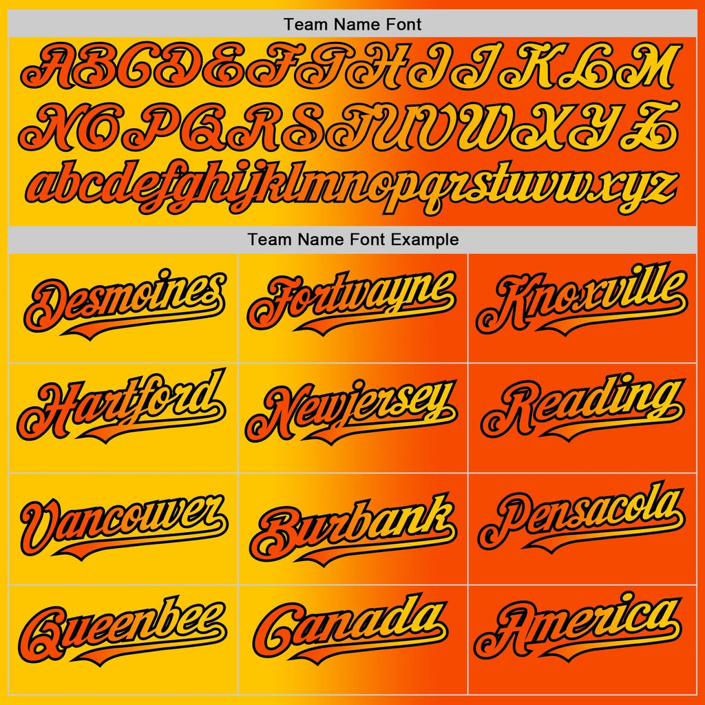 Custom Orange Yellow-Black Gradient Fashion Two-Button Unisex Softball Jersey photo 3
