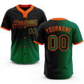 Custom Black Kelly Green-Orange Gradient Fashion Two-Button Unisex Softball Jersey