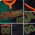 Custom Black Kelly Green-Orange Gradient Fashion Two-Button Unisex Softball Jersey detail