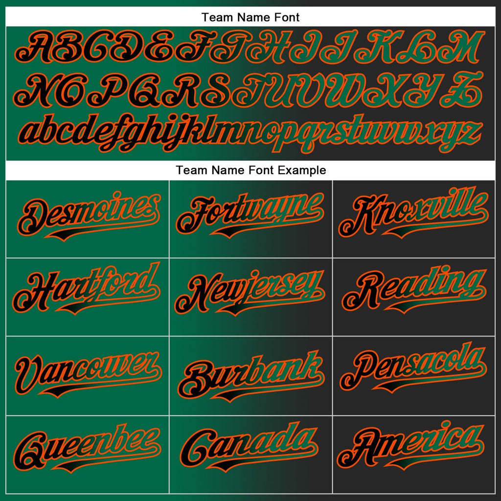 Custom Black Kelly Green-Orange Gradient Fashion Two-Button Unisex Softball Jersey photo 4