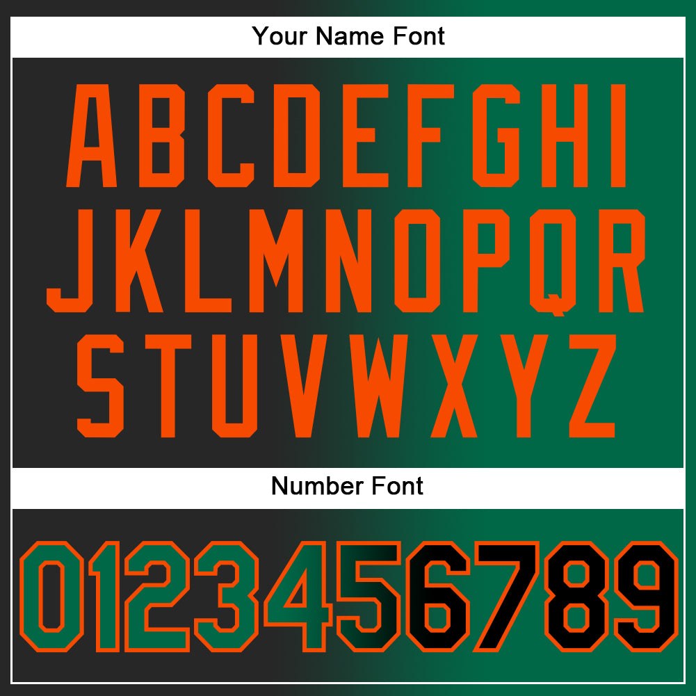 Custom Black Kelly Green-Orange Gradient Fashion Two-Button Unisex Softball Jersey photo 5