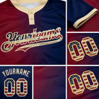Custom Navy Vintage USA Flag Maroon-City Cream Gradient Fashion Two-Button Unisex Softball Jersey detail