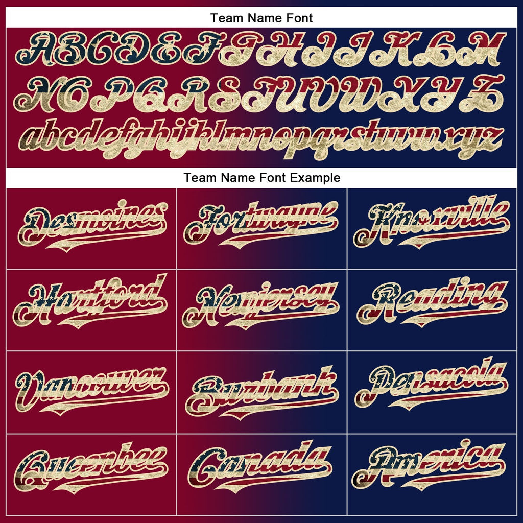 Custom Navy Vintage USA Flag Maroon-City Cream Gradient Fashion Two-Button Unisex Softball Jersey photo 4