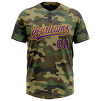 Custom Camo Purple-Gold Salute To Service Two-Button Unisex Softball Jersey photo 2