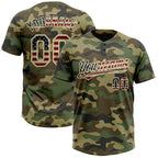 Custom Camo Vintage USA Flag-Cream Salute To Service Two-Button Unisex Softball Jersey photo 1