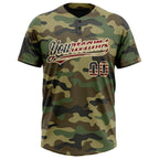 Custom Camo Vintage USA Flag-Cream Salute To Service Two-Button Unisex Softball Jersey photo 2