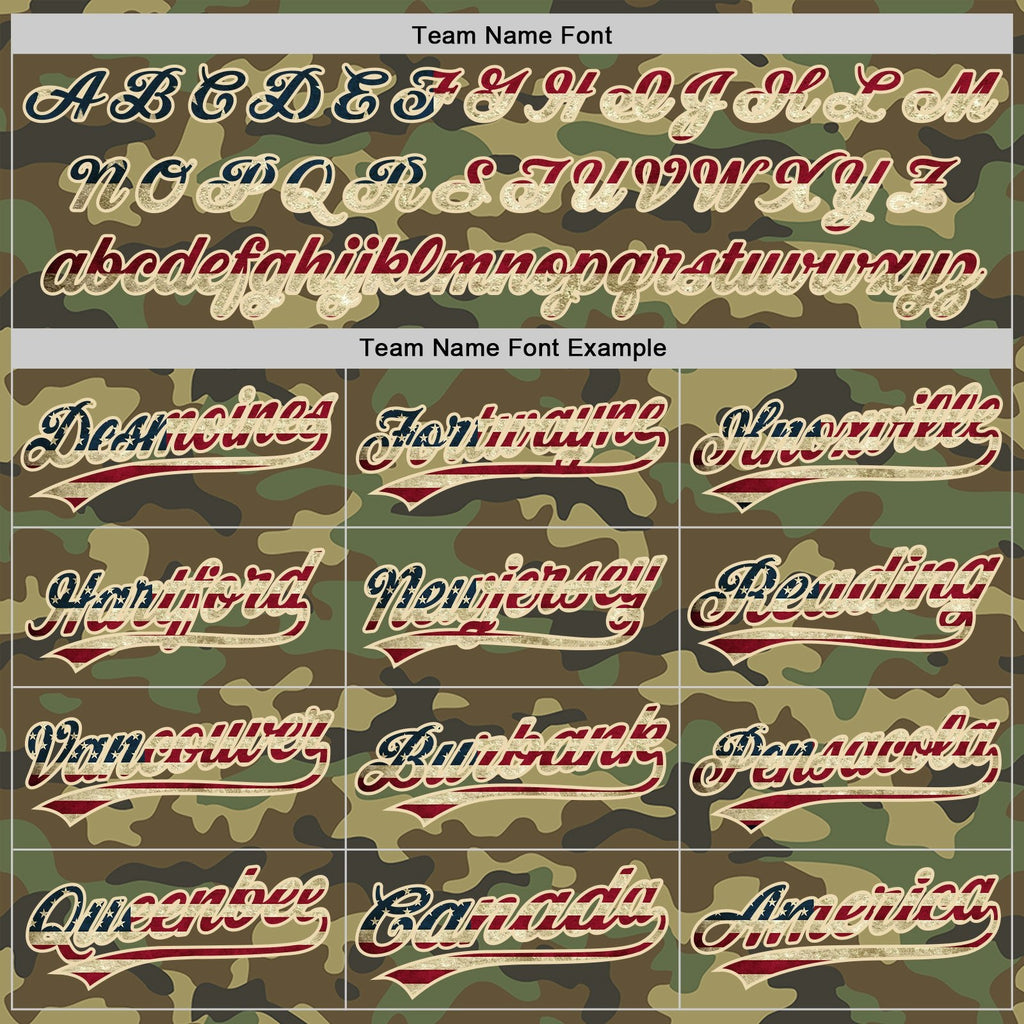 Custom Camo Vintage USA Flag-Cream Salute To Service Two-Button Unisex Softball Jersey photo 4