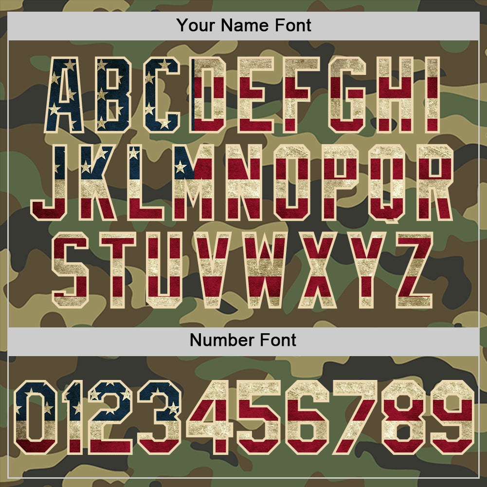 Custom Camo Vintage USA Flag-Cream Salute To Service Two-Button Unisex Softball Jersey photo 5