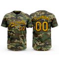 Custom Camo Gold-Black Salute To Service Two-Button Unisex Softball Jersey