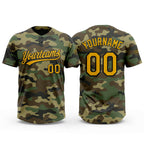 Custom Camo Gold-Black Salute To Service Two-Button Unisex Softball Jersey