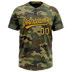 Custom Camo Gold-Black Salute To Service Two-Button Unisex Softball Jersey photo 2