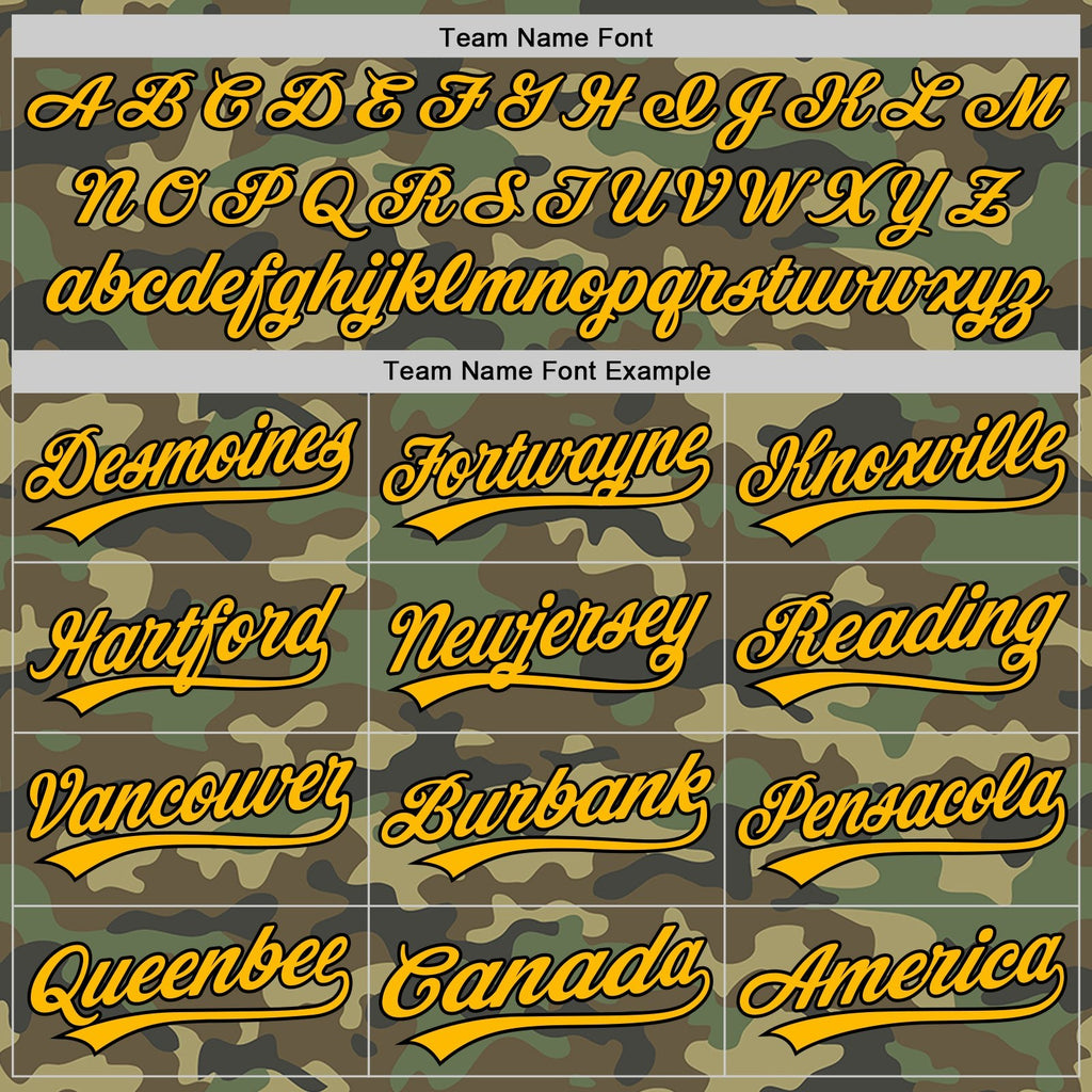 Custom Camo Gold-Black Salute To Service Two-Button Unisex Softball Jersey photo 4