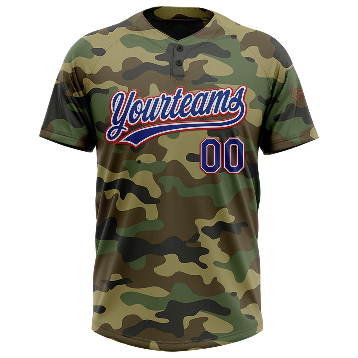 Custom Camo Royal-Red Salute To Service Two-Button Unisex Softball Jersey photo 2