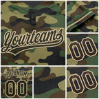 Custom Camo Olive-Cream Salute To Service Two-Button Unisex Softball Jersey detail