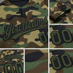 Custom Camo Olive-Black Salute To Service Two-Button Unisex Softball Jersey detail