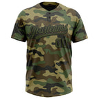 Custom Camo Olive-Black Salute To Service Two-Button Unisex Softball Jersey photo 2