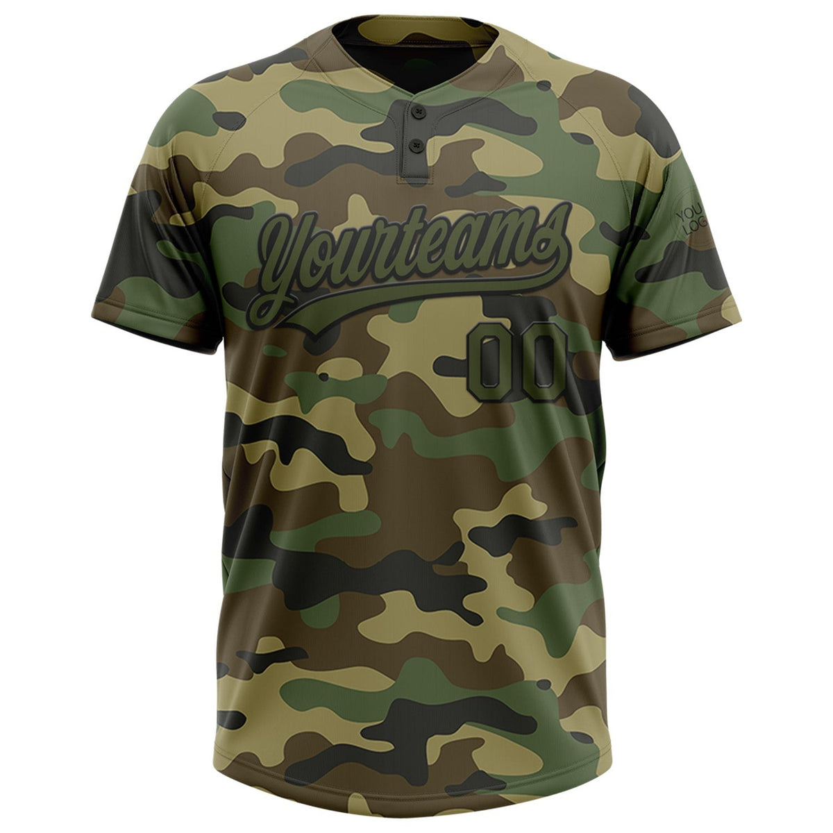 Custom Camo Olive-Black Salute To Service Two-Button Unisex Softball Jersey photo 2