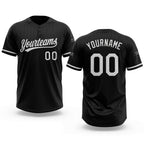 Custom Black White Two-Button Unisex Softball Jersey