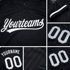 Custom Black White Two-Button Unisex Softball Jersey detail