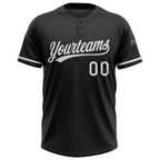 Custom Black White Two-Button Unisex Softball Jersey photo 2