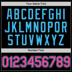 Custom Black Pink-Sky Blue Two-Button Unisex Softball Jersey photo 5