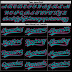 Custom Black Pink-Teal Two-Button Unisex Softball Jersey photo 4