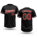 Custom Black Red-White Two-Button Unisex Softball Jersey