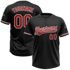 Custom Black Red-White Two-Button Unisex Softball Jersey photo 1
