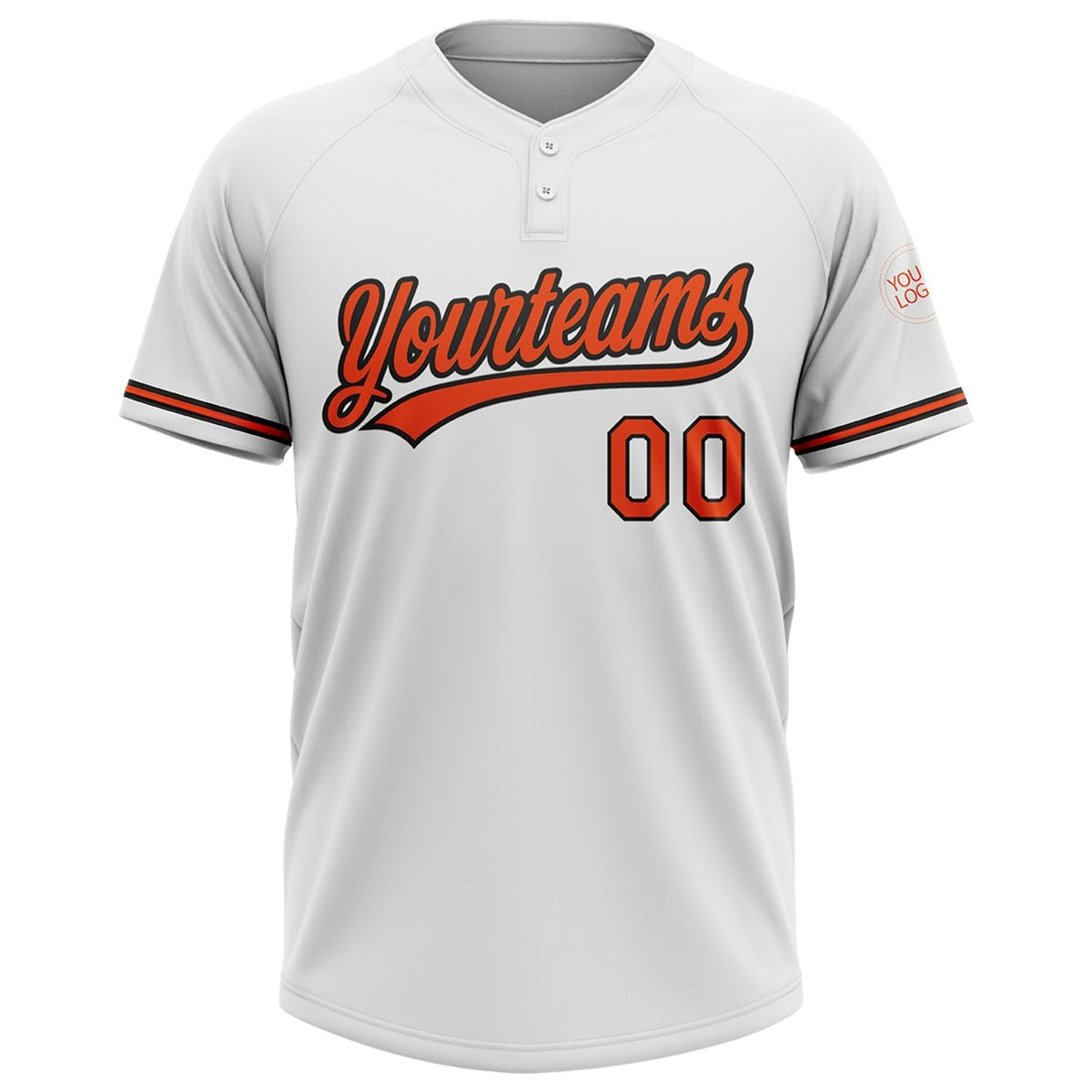 Custom White Orange-Black Two-Button Unisex Softball Jersey photo 2