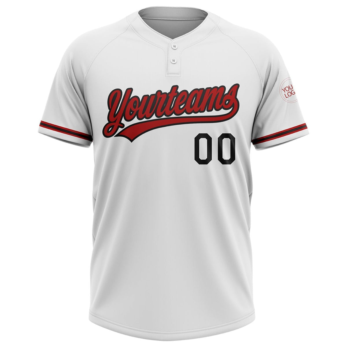 Custom White Red-Black Two-Button Unisex Softball Jersey photo 2