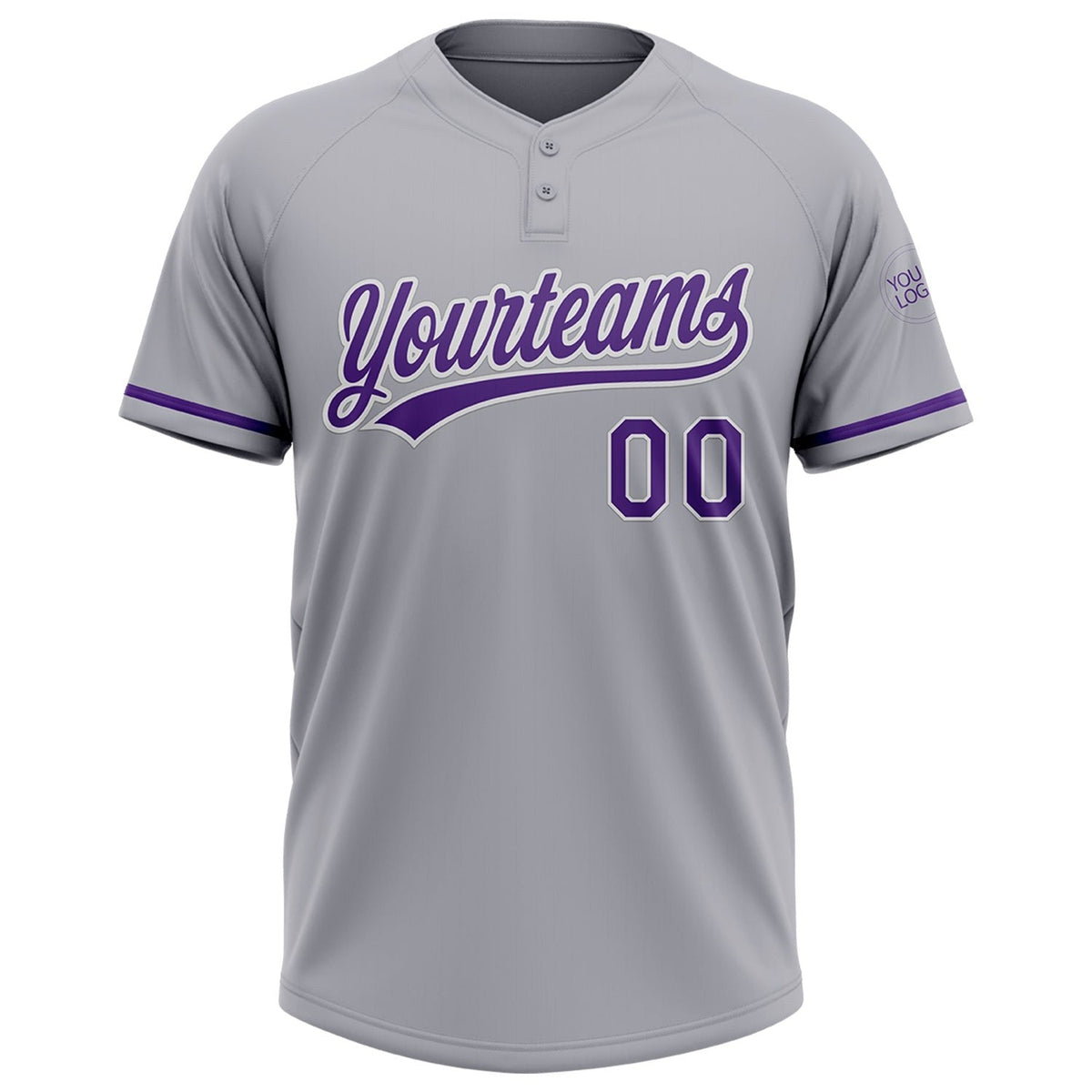 Custom Gray Purple-White Two-Button Unisex Softball Jersey photo 2