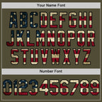 Custom Olive Vintage USA Flag-Black Salute To Service Two-Button Unisex Softball Jersey photo 4