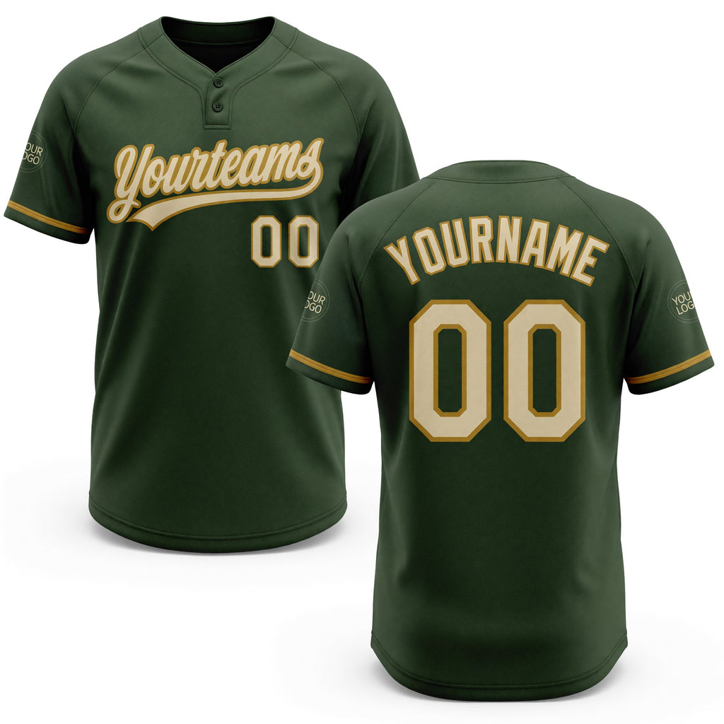 Custom Olive Cream-Old Gold Salute To Service Two-Button Unisex Softball Jersey