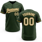 Custom Olive Cream-Old Gold Salute To Service Two-Button Unisex Softball Jersey