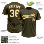 Custom Olive Cream-Old Gold Salute To Service Two-Button Unisex Softball Jersey photo 3