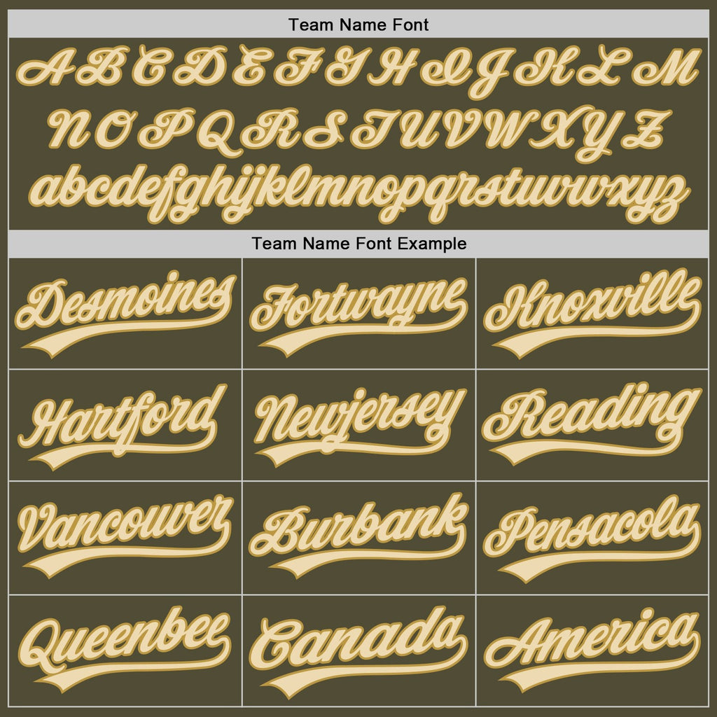Custom Olive Cream-Old Gold Salute To Service Two-Button Unisex Softball Jersey photo 4