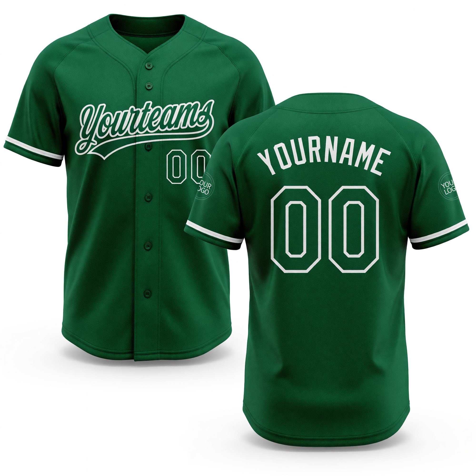 Custom Kelly Green White Two-Button Unisex Softball Jersey