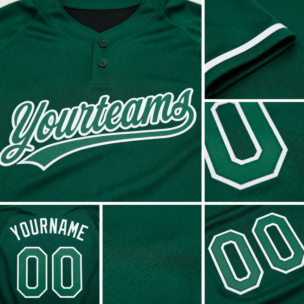 Custom Kelly Green White Two-Button Unisex Softball Jersey detail