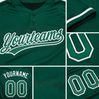 Custom Kelly Green White Two-Button Unisex Softball Jersey detail