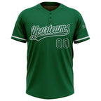 Custom Kelly Green White Two-Button Unisex Softball Jersey photo 2