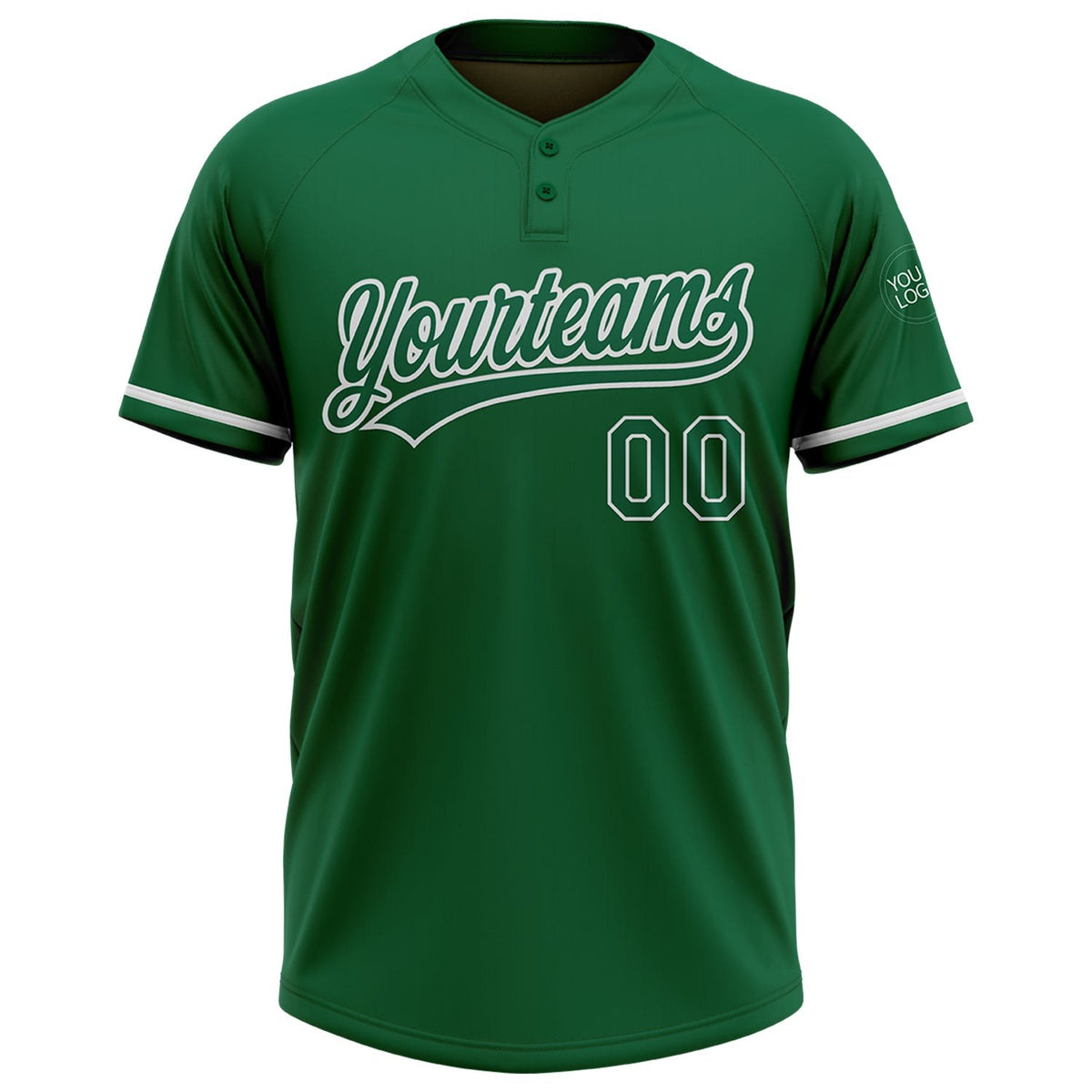 Custom Kelly Green White Two-Button Unisex Softball Jersey photo 2