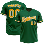 Custom Kelly Green Gold-White Two-Button Unisex Softball Jersey photo 1