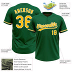 Custom Kelly Green Gold-White Two-Button Unisex Softball Jersey photo 3