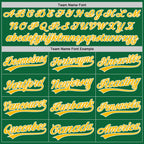 Custom Kelly Green Gold-White Two-Button Unisex Softball Jersey photo 4