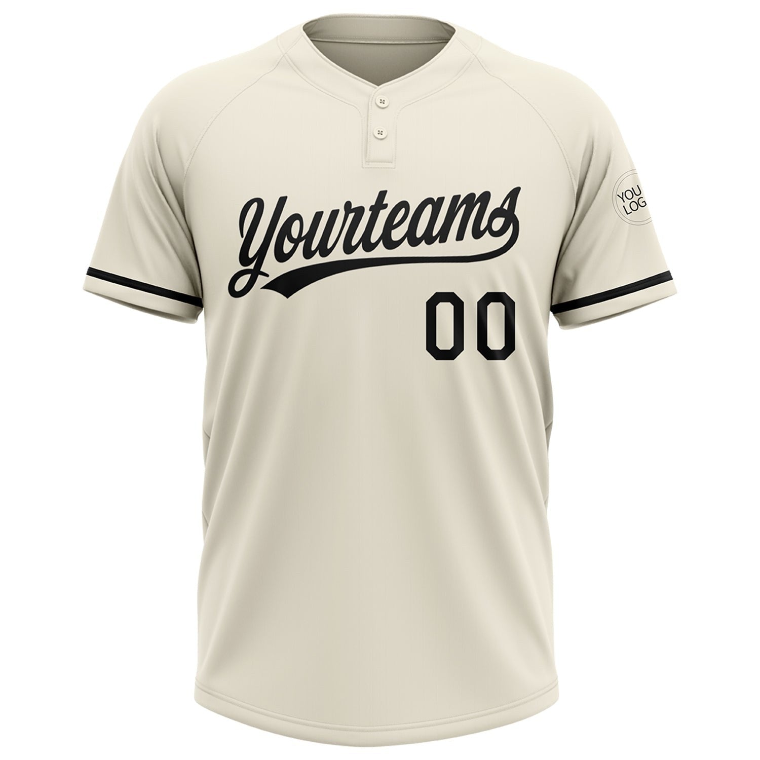 Custom Cream Black Two-Button Unisex Softball Jersey photo 1