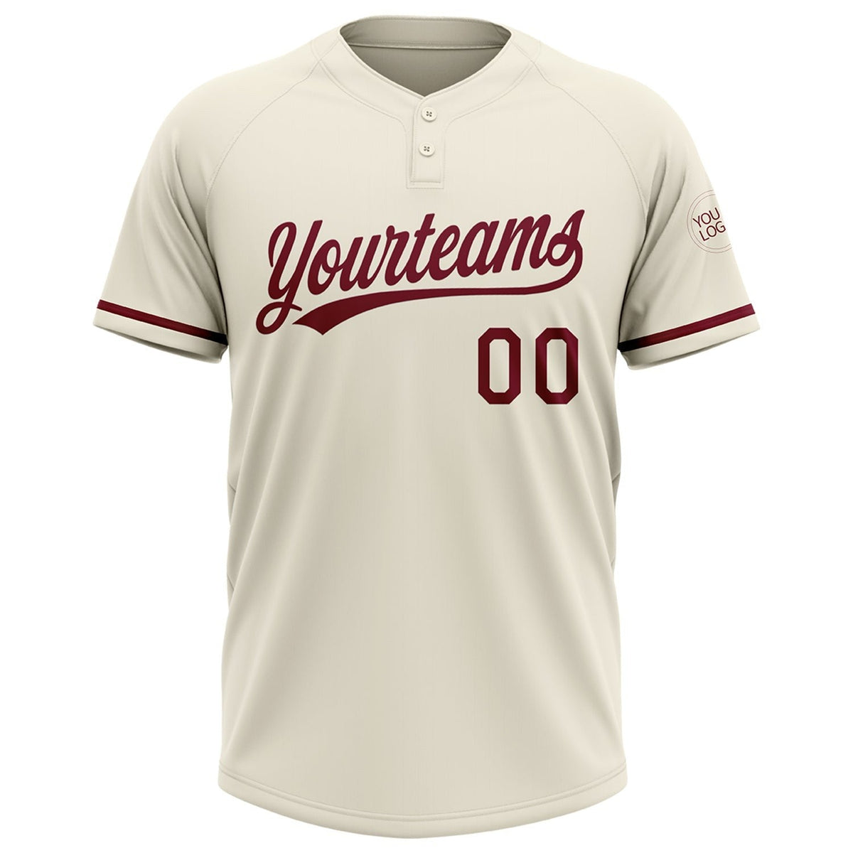 Custom Cream Crimson Two-Button Unisex Softball Jersey photo 2