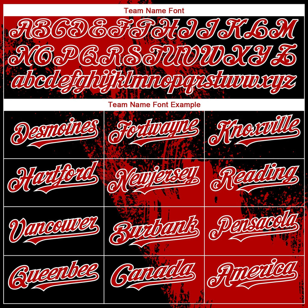 Custom Red Black-White 3D Pattern Abstract Brush Stroke Two-Button Unisex Softball Jersey photo 4