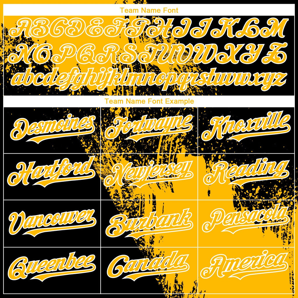 Custom Gold Black-White 3D Pattern Abstract Brush Stroke Two-Button Unisex Softball Jersey photo 4