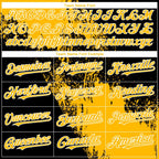 Custom Gold Black-White 3D Pattern Abstract Brush Stroke Two-Button Unisex Softball Jersey photo 4